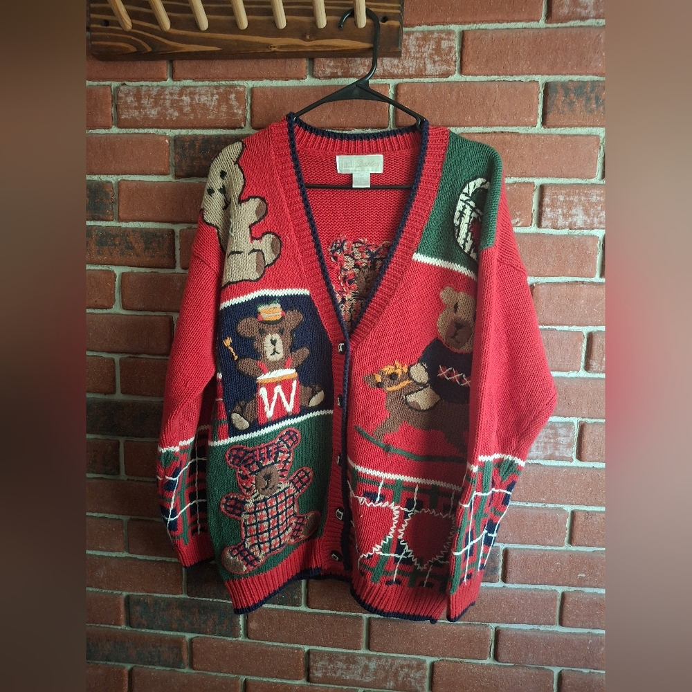 Vintage Teddy Bear Cardigan Sweater